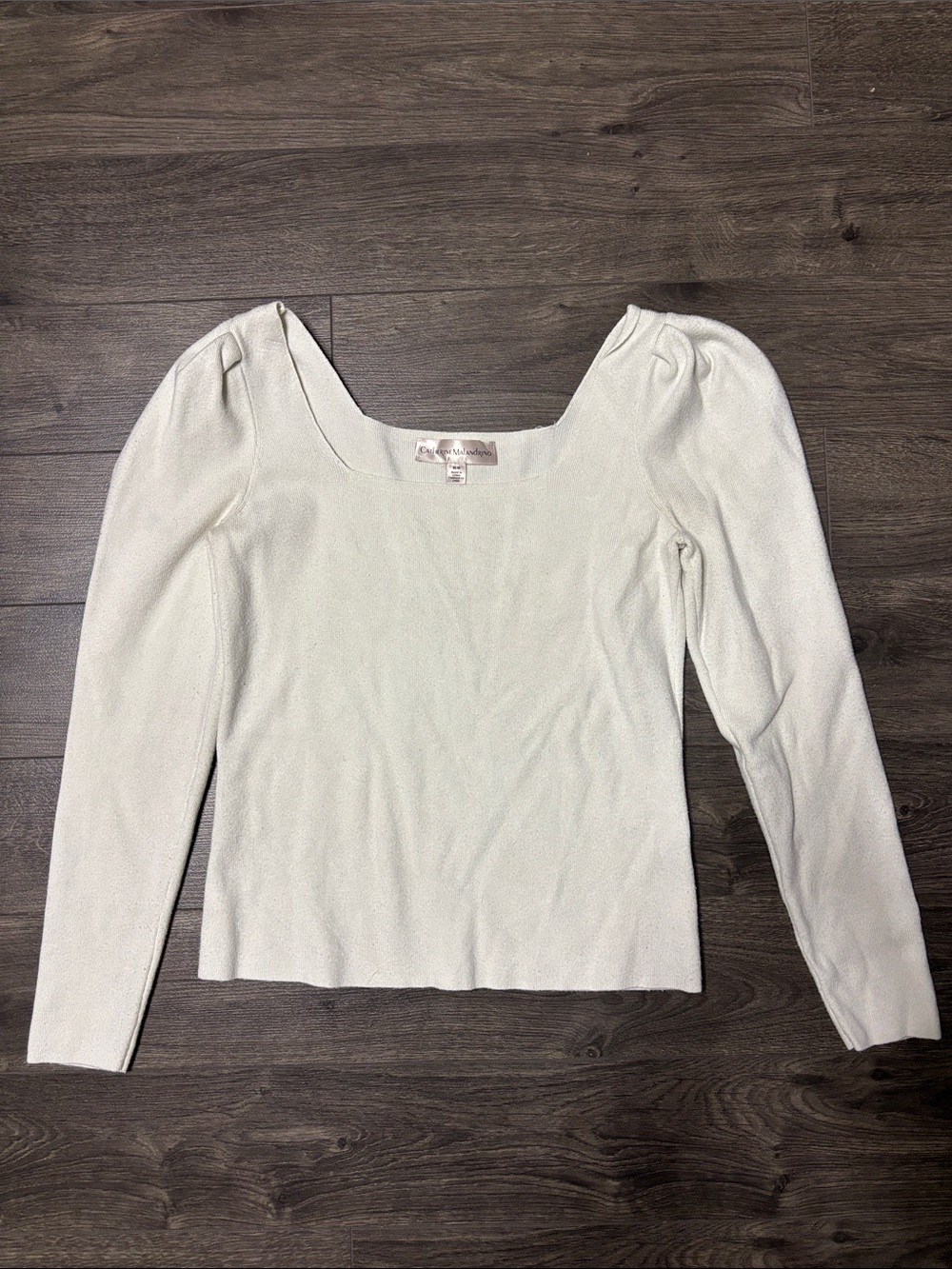 Catherine Malandrino Cream Scoop Neck Long Sleeve Sweater